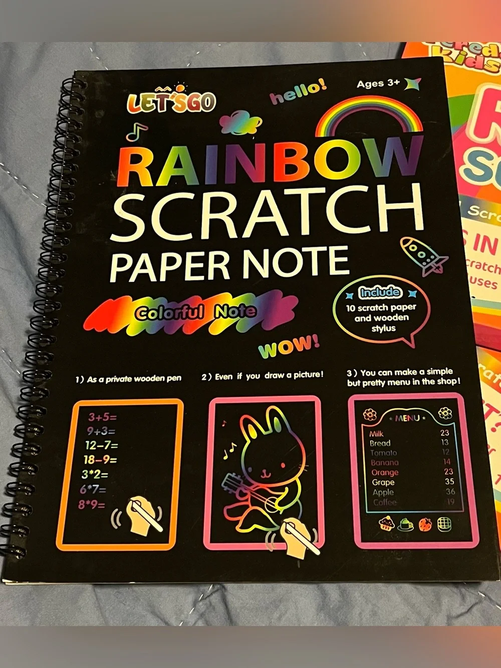 🌈 Set of 3 Rainbow Scratch Paper Note Pads 160 total pages 10 stylus
